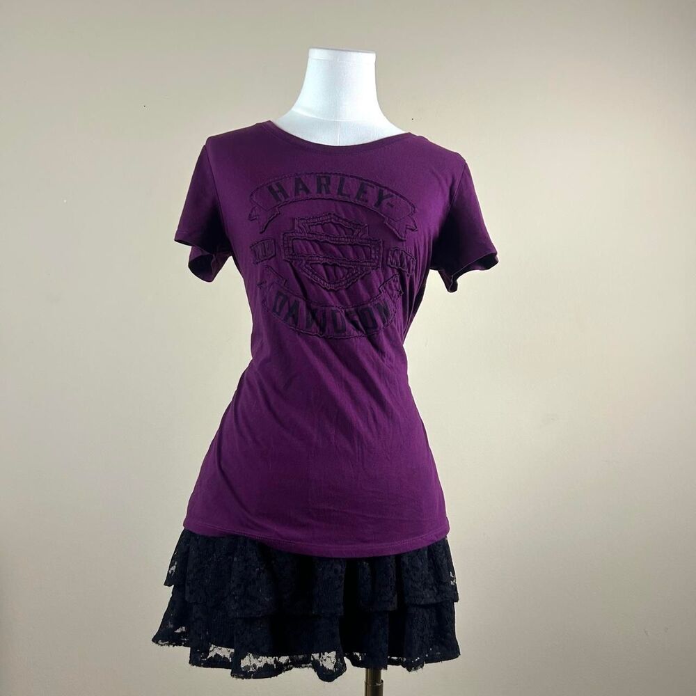 Purple Grunge Y2K Harley Davidson Shirt